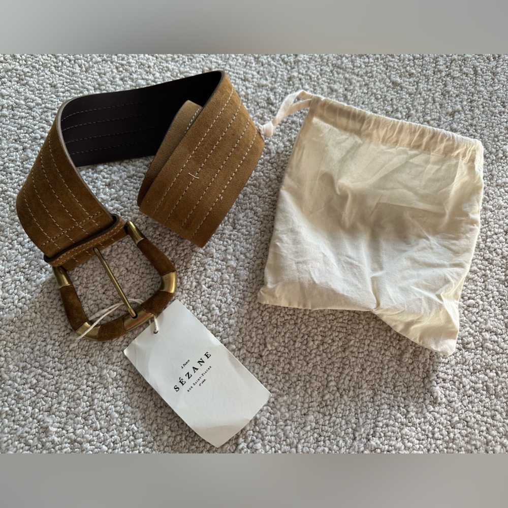 NWT Sezane Wide Taupe Belt